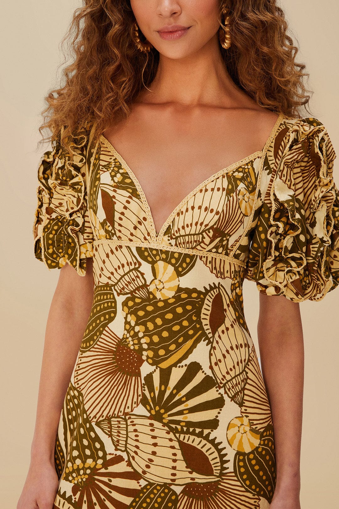 Sand Shell Mix LENZING™ ECOVERO™ Viscose Mini Dress – FARM Rio