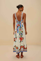 Off-White Flower Tapestry LENZING™ ECOVERO™ Euroflax™ Maxi Dress – FARM Rio