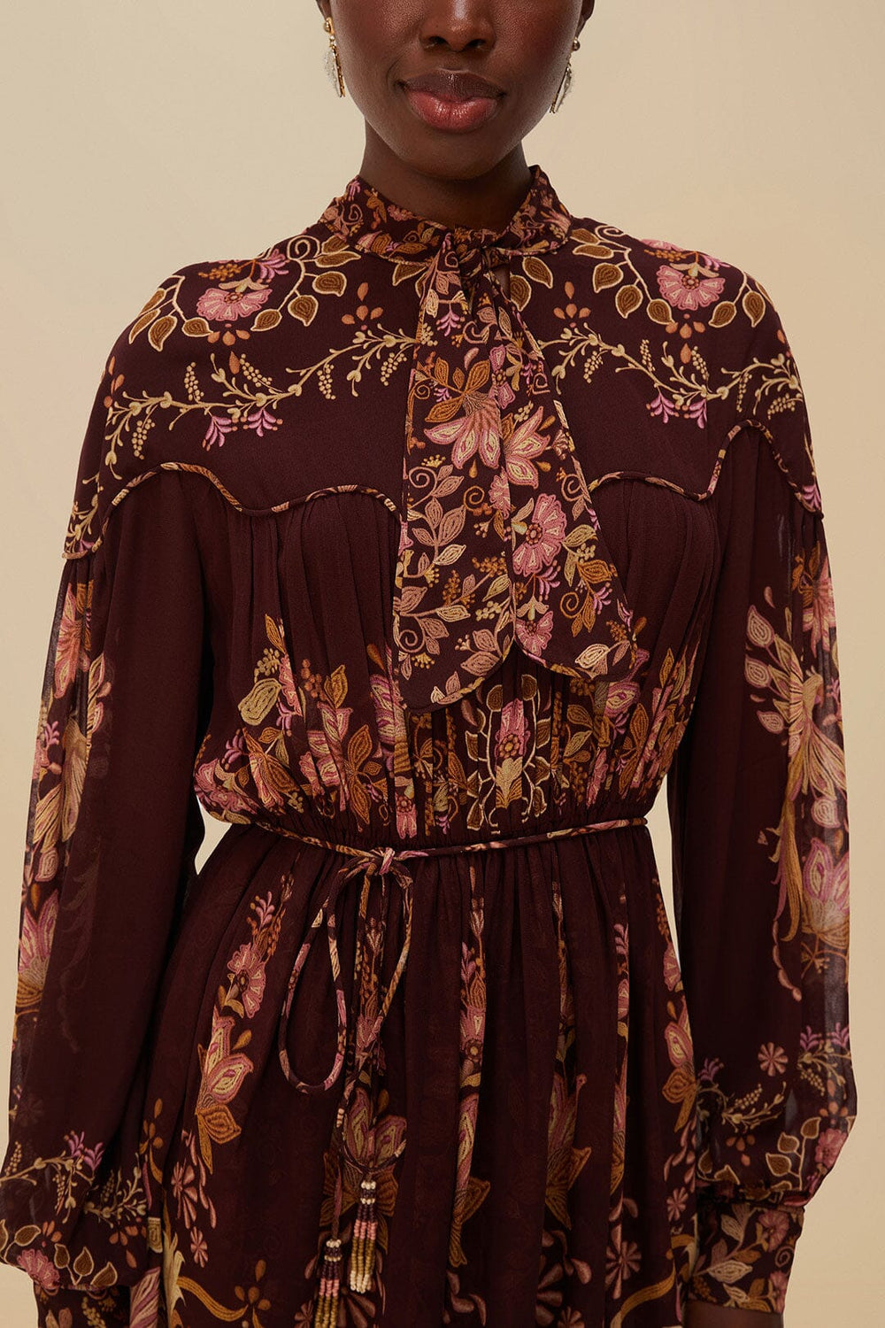 Burgundy Bella Knotted Neckline Mini Dress – FARM Rio