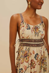 Sand Aura Floral Sleeveless Midi Dress – FARM Rio