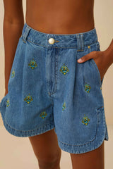 Embroidery Palmtree Denim Short – FARM Rio