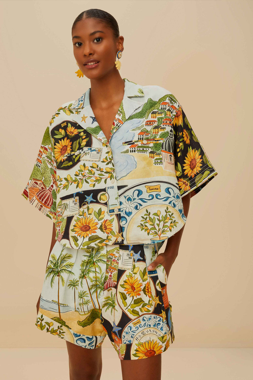 Multicolor Latin Trip Scarves Euroflax™ Premium Linen Shorts – FARM Rio