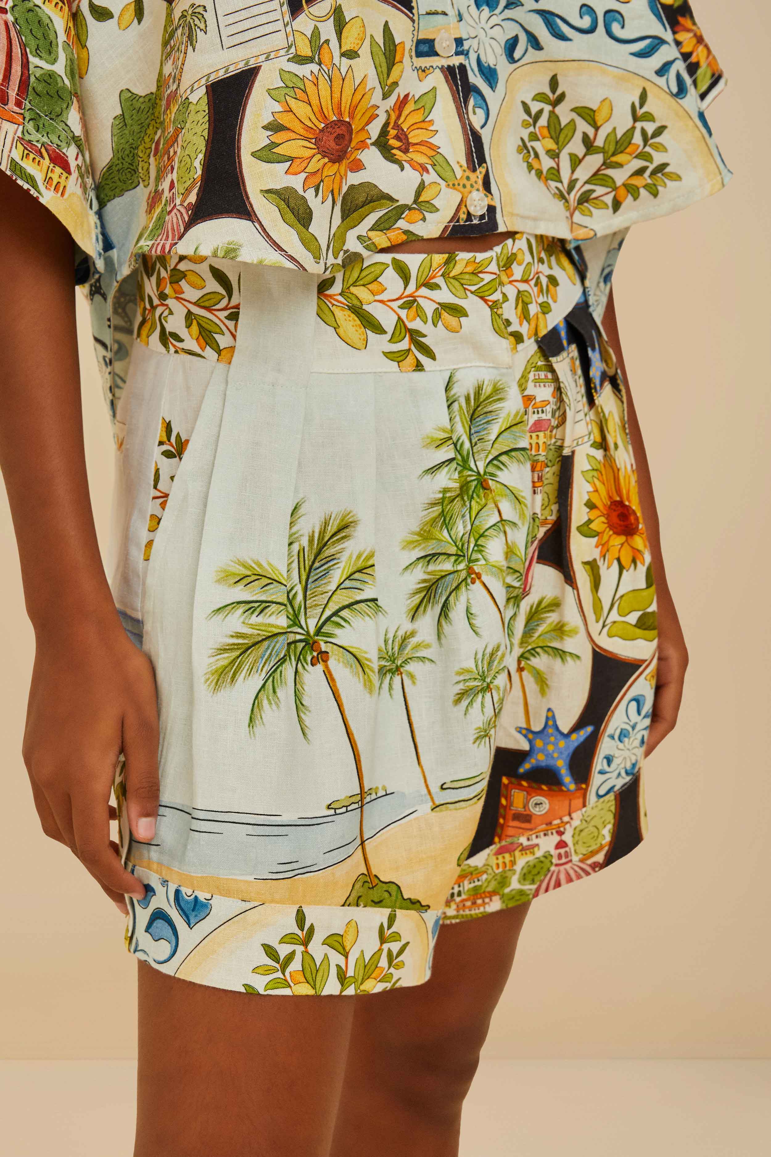 Multicolor Latin Trip Scarves Euroflax™ Premium Linen Shorts – FARM Rio