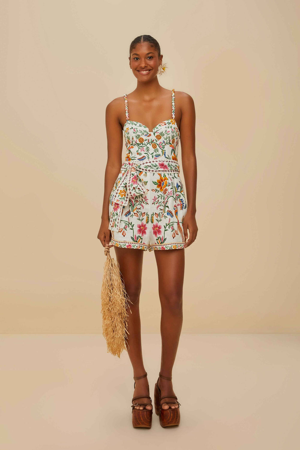 Off-White Delicate Forest Euroflax™ Premium Linen Romper – FARM Rio