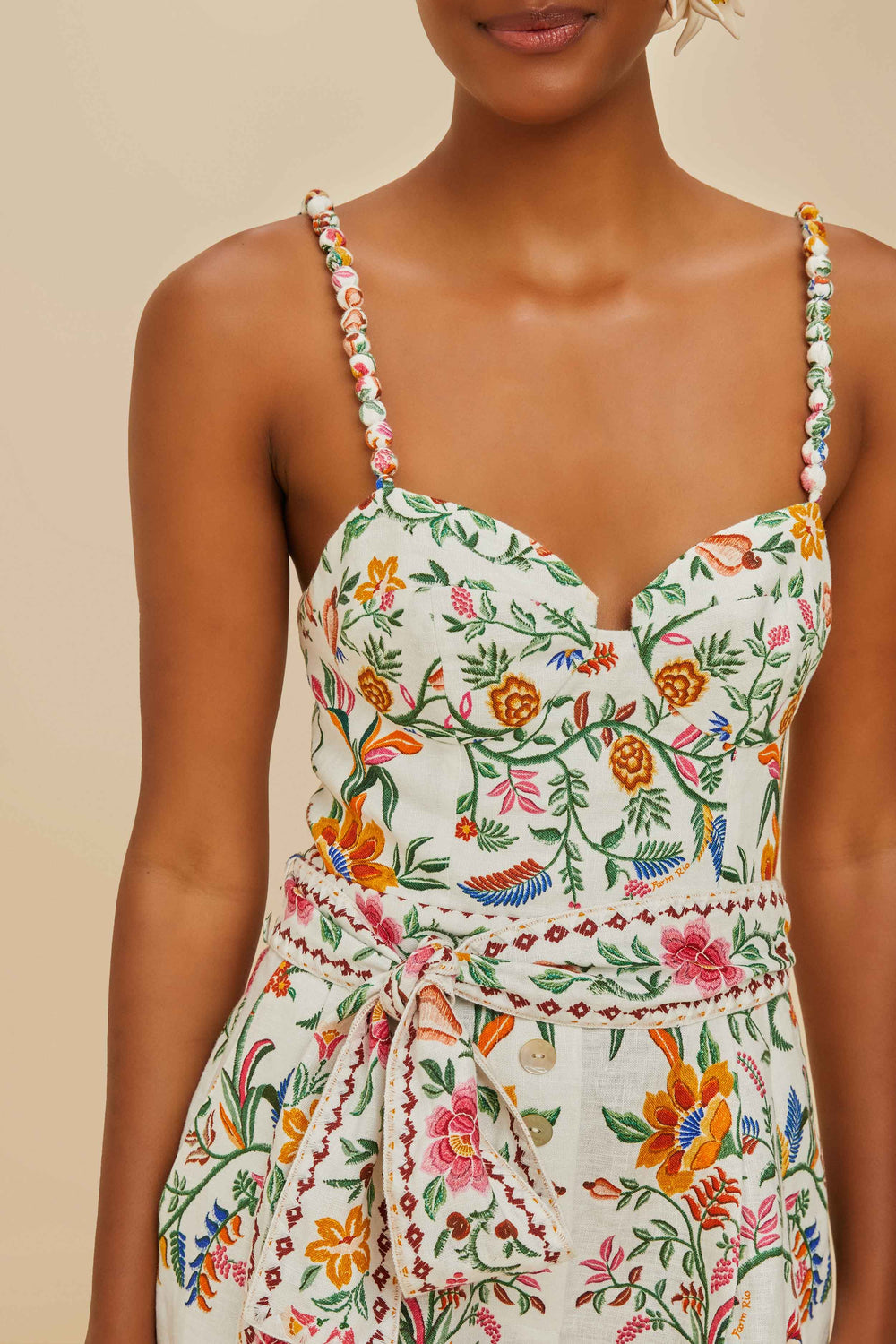 Off-White Delicate Forest Euroflax™ Premium Linen Romper – FARM Rio