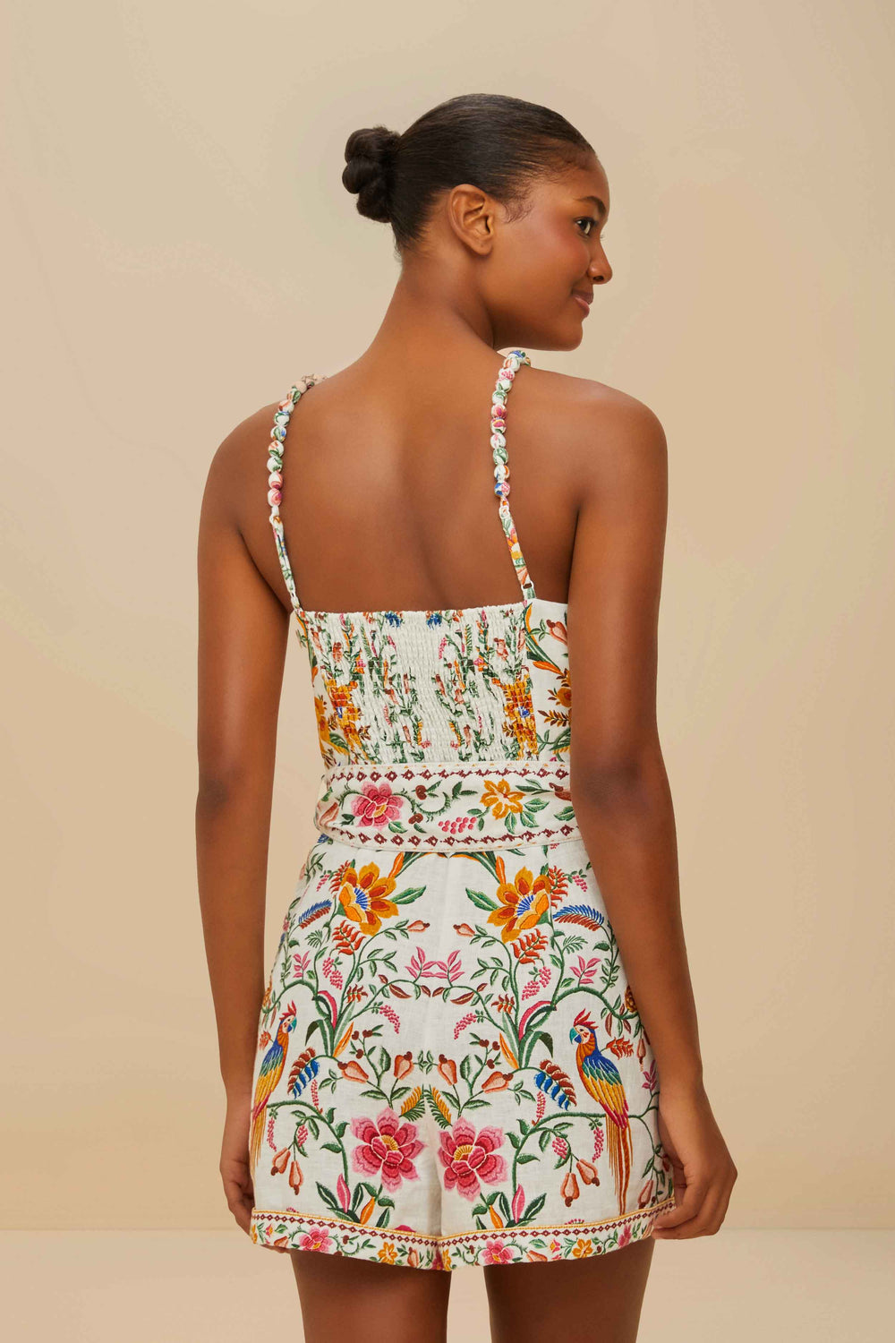 Off-White Delicate Forest Euroflax™ Premium Linen Romper – FARM Rio