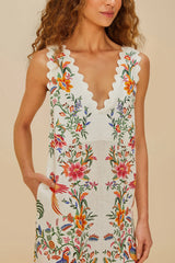 Off-White Delicate Forest Euroflax™ Premium Linen Maxi Dress – FARM Rio