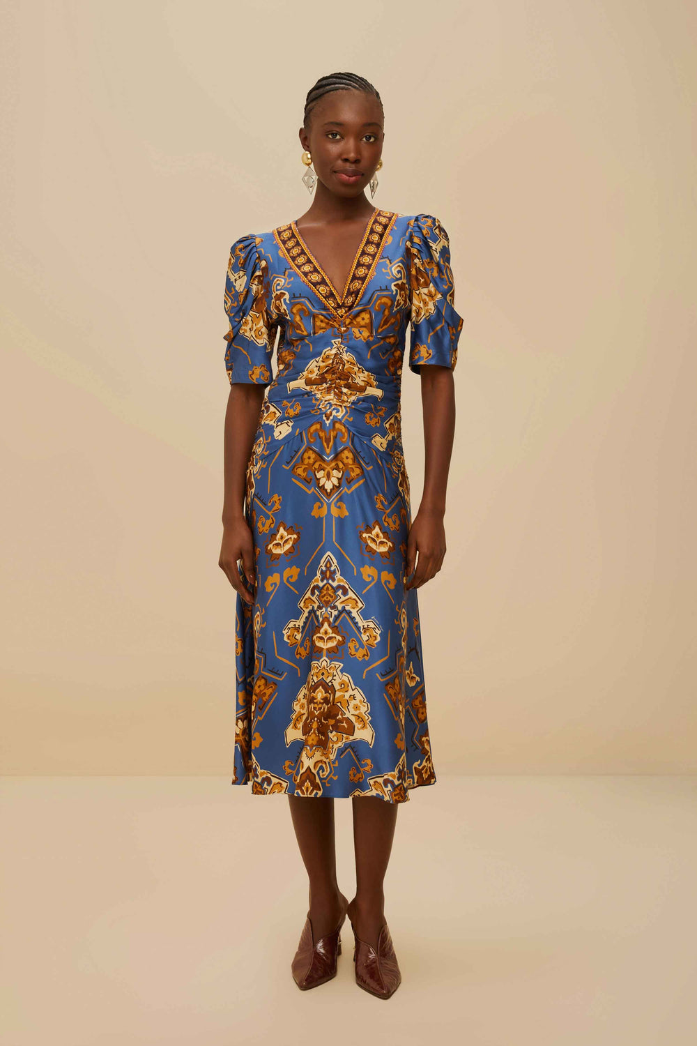 Blue Ornament Floral Midi Dress – FARM Rio