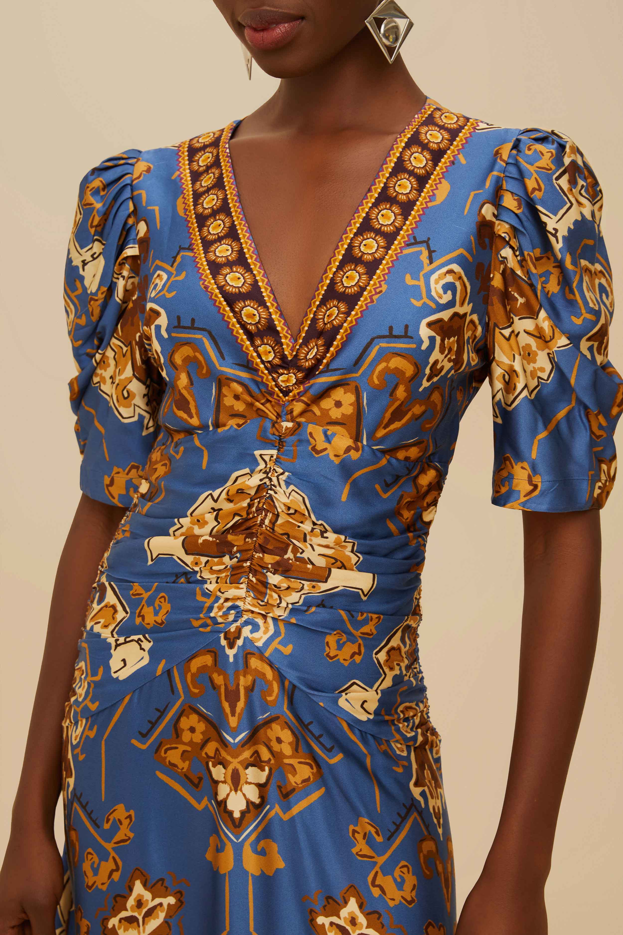 Blue Ornament Floral Midi Dress – FARM Rio