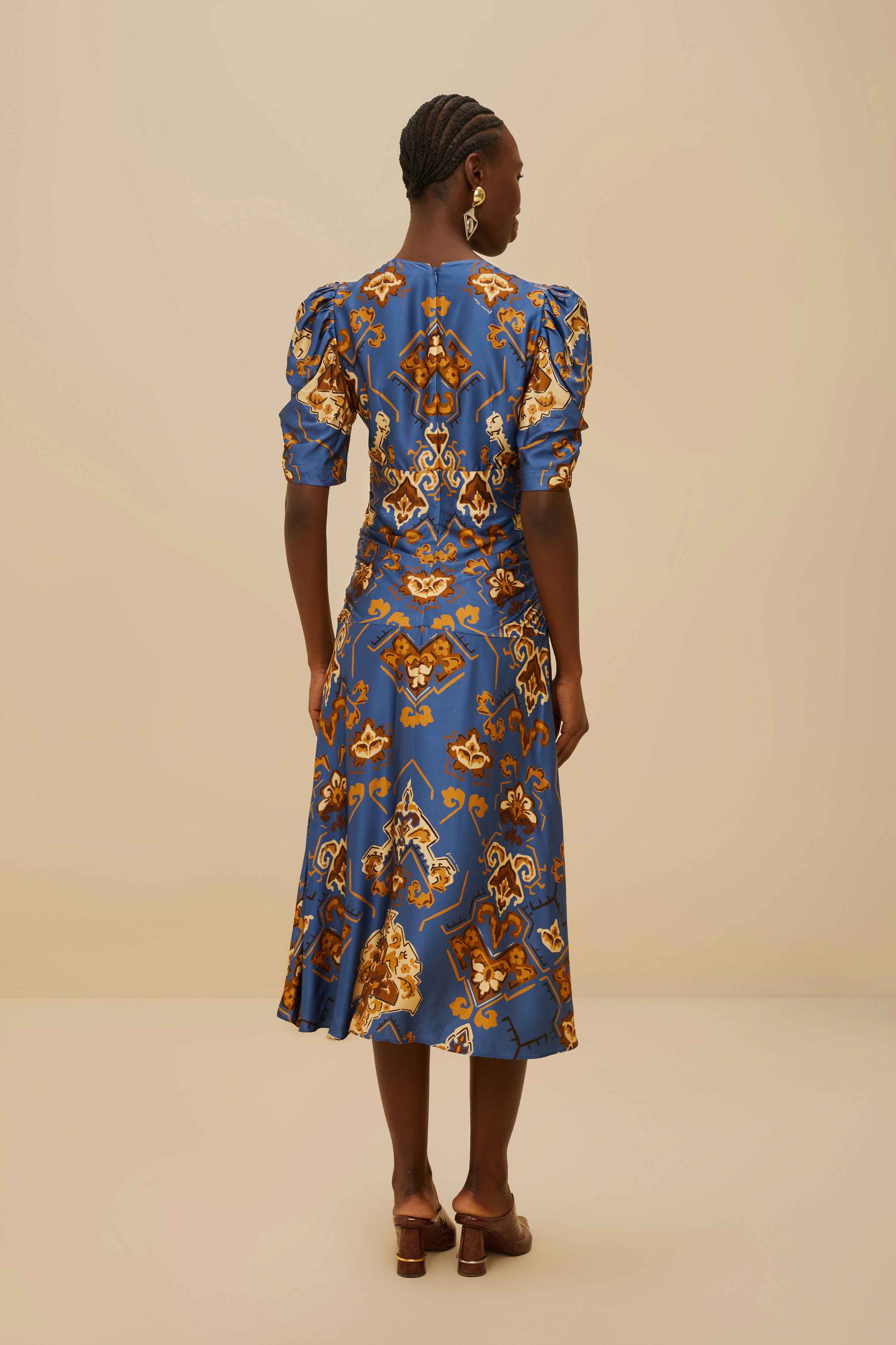 Blue Ornament Floral Midi Dress – FARM Rio