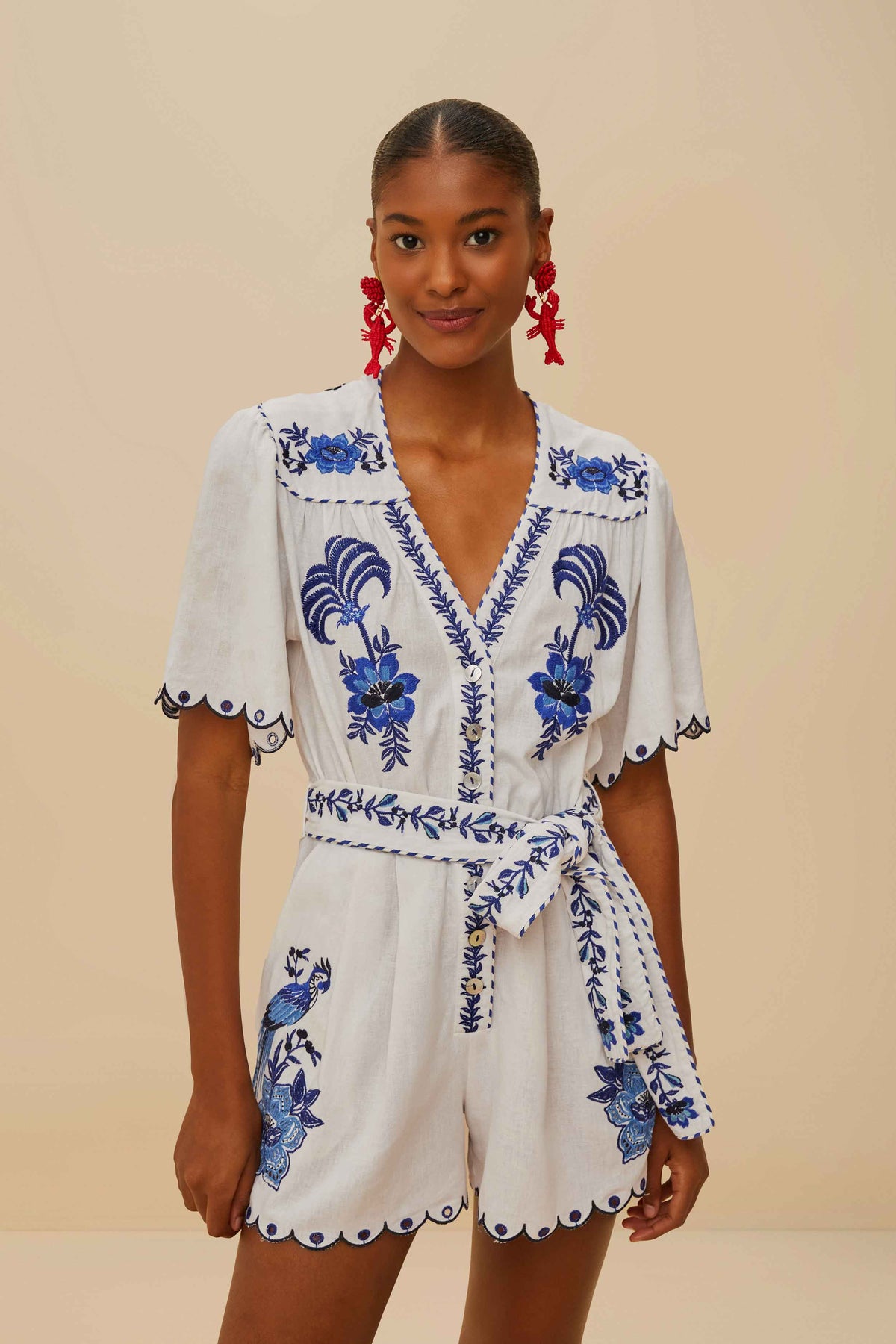 Blue Delicate Forest Richelieu Embroidered LENZING™ ECOVERO™ Euroflax™ – FARM Rio