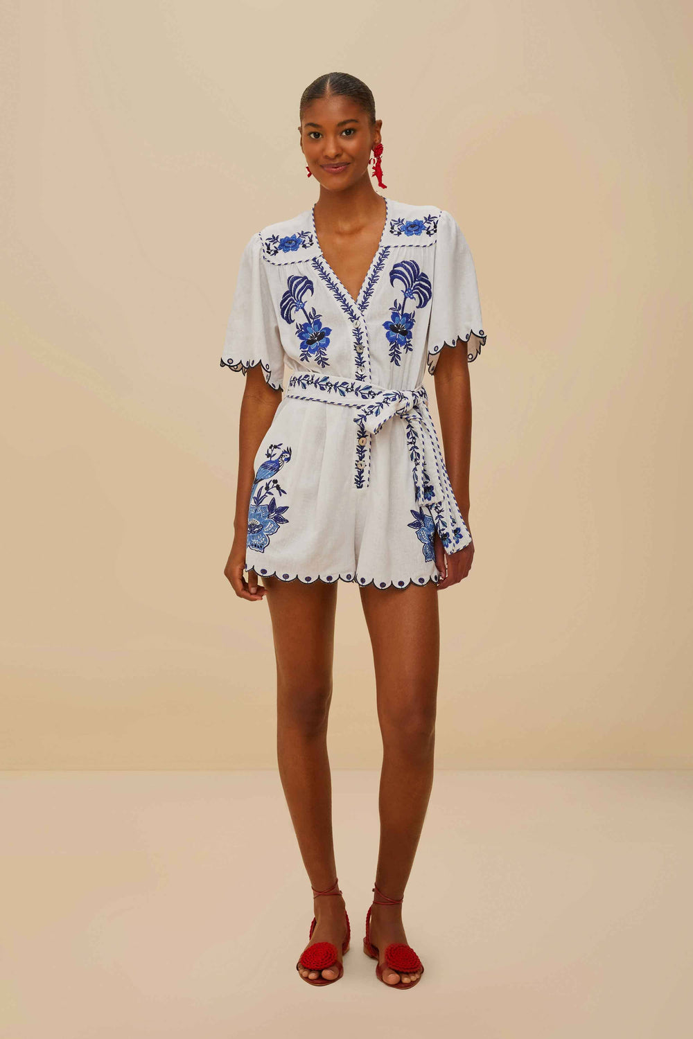 Blue Delicate Forest Richelieu Embroidered LENZING™ ECOVERO™ Euroflax™ – FARM Rio