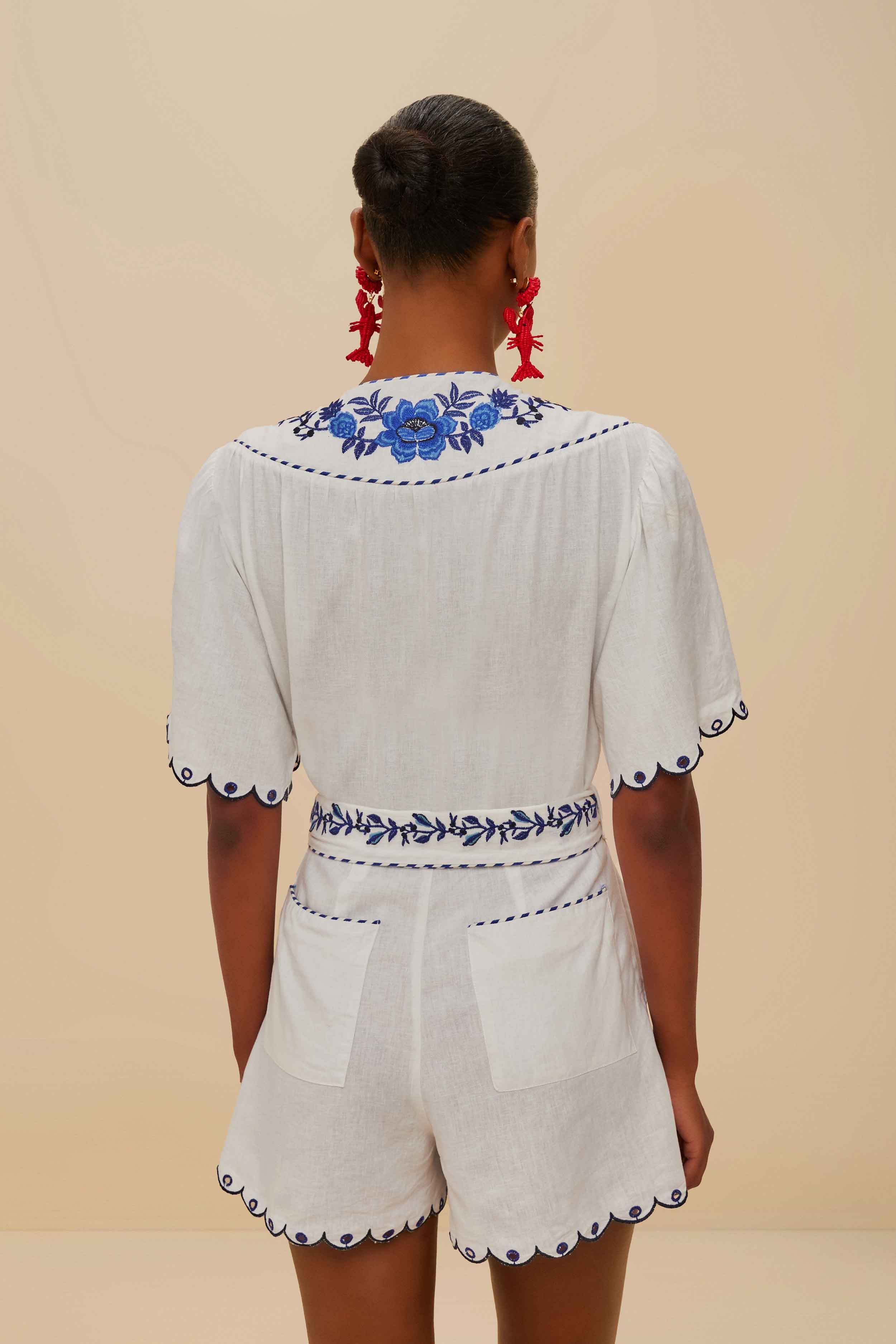 Blue Delicate Forest Richelieu Embroidered LENZING™ ECOVERO™ Euroflax™ – FARM Rio