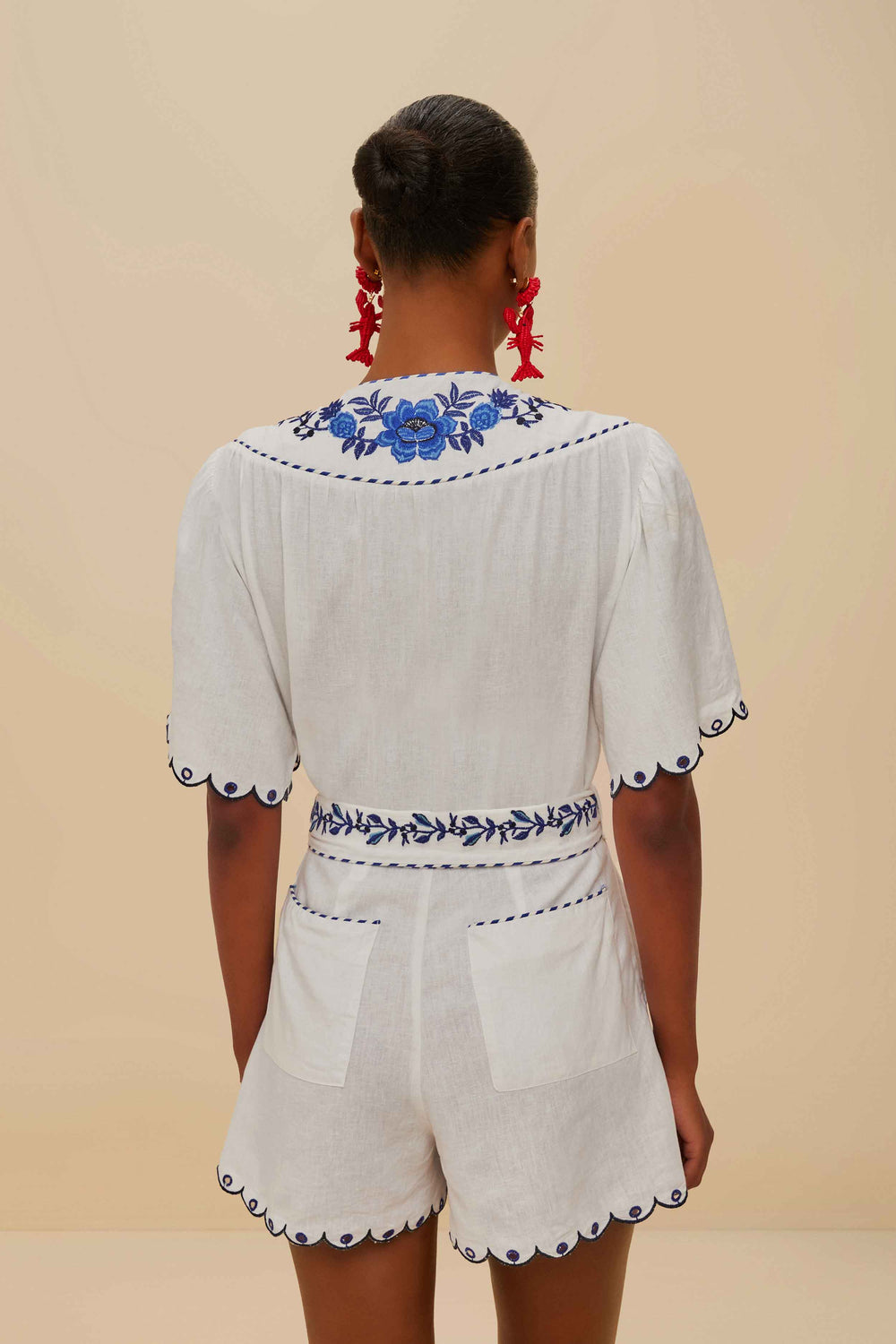 Blue Delicate Forest Richelieu Embroidered LENZING™ ECOVERO™ Euroflax™ – FARM Rio