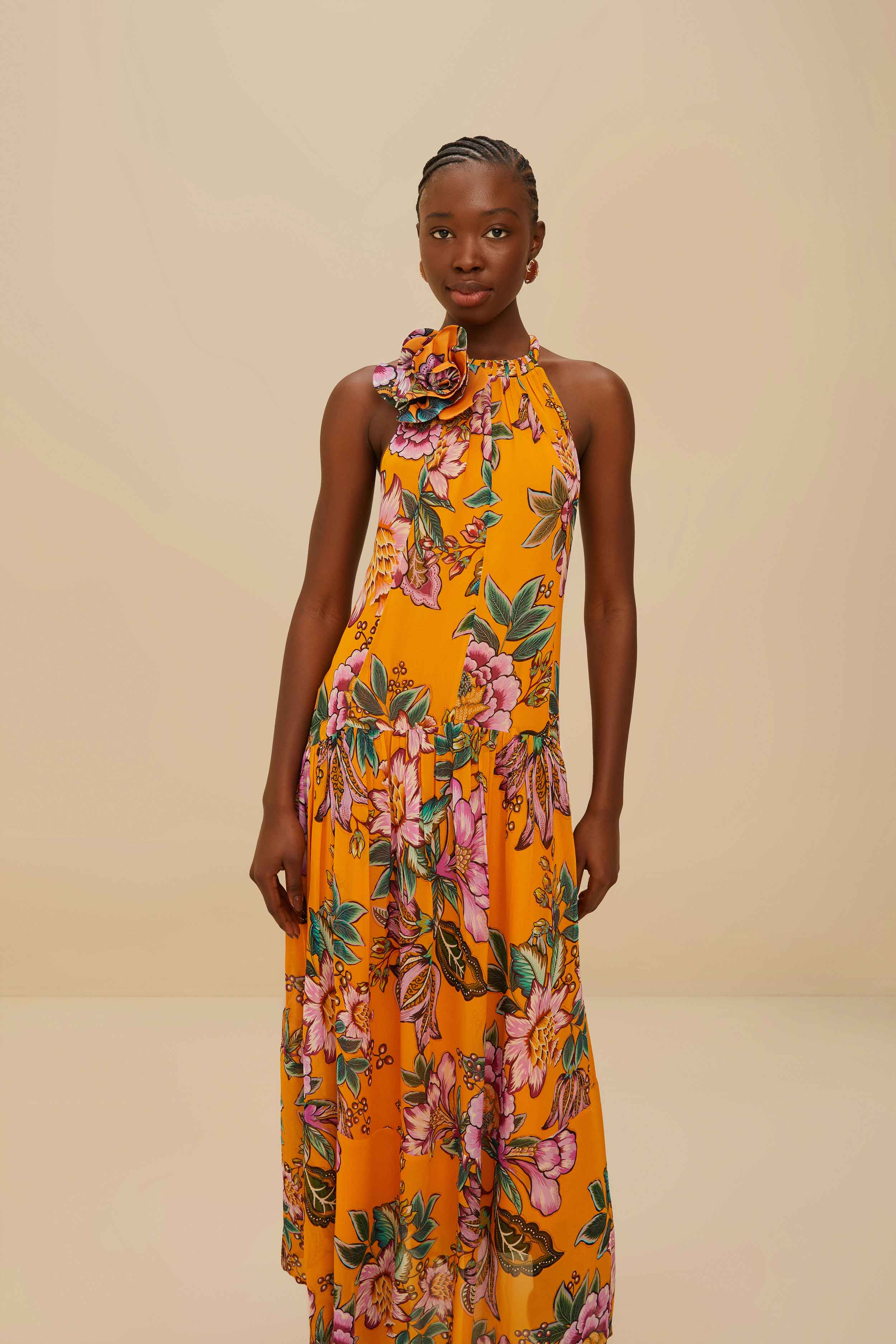 Orange Wonderful Bouquet Maxi Dress – FARM Rio