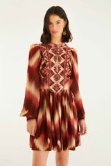 Red Amanda Stripes Tapestry Quilted Mini Dress