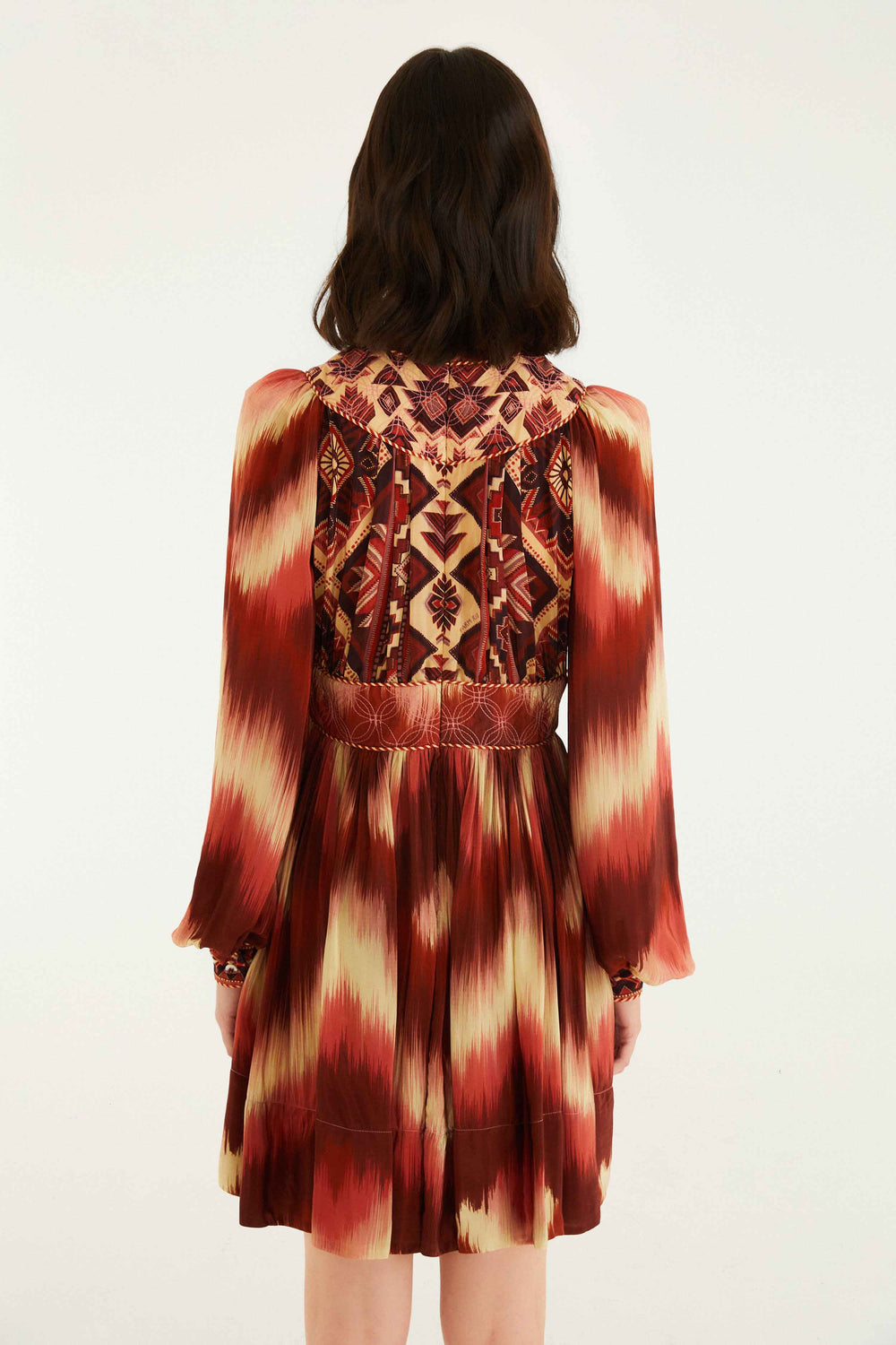 Red Amanda Stripes Tapestry Quilted Mini Dress