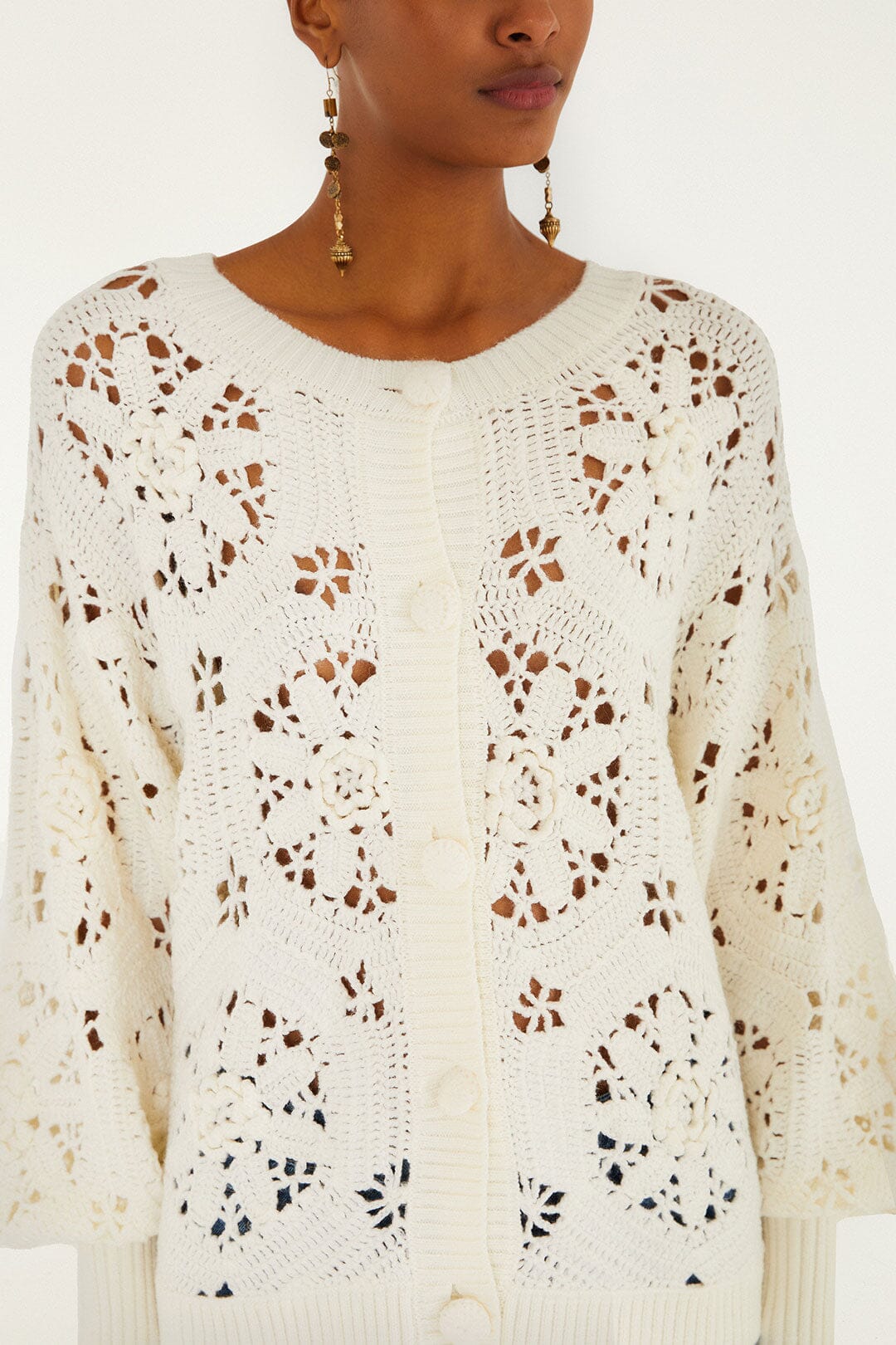 Off-White Crochet 3d Flower Knit Cardigan