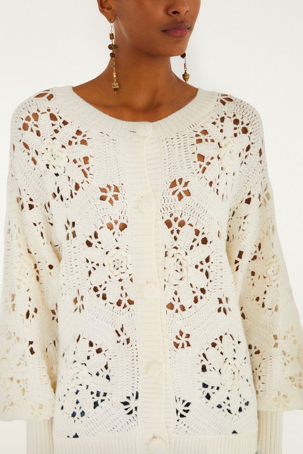 Off-White Crochet 3d Flower Knit Cardigan