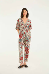 Sand Francesca V Neckline Short Sleeve Jumpsuit