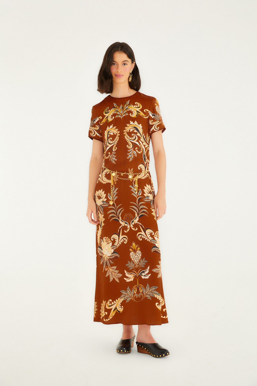 Orange Arabesque Paradise Lenzing� Ecovero� Viscose Maxi Dress
