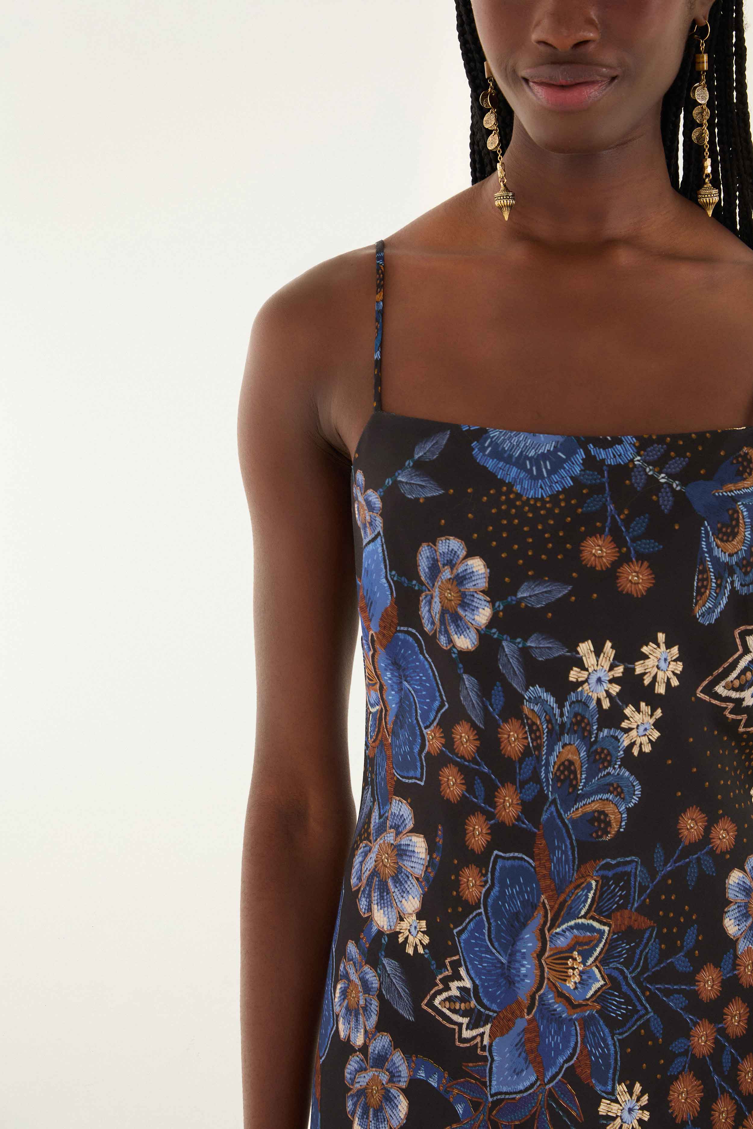 Black Snakes Bouquet Lenzing� Ecovero� Slip Maxi Dress