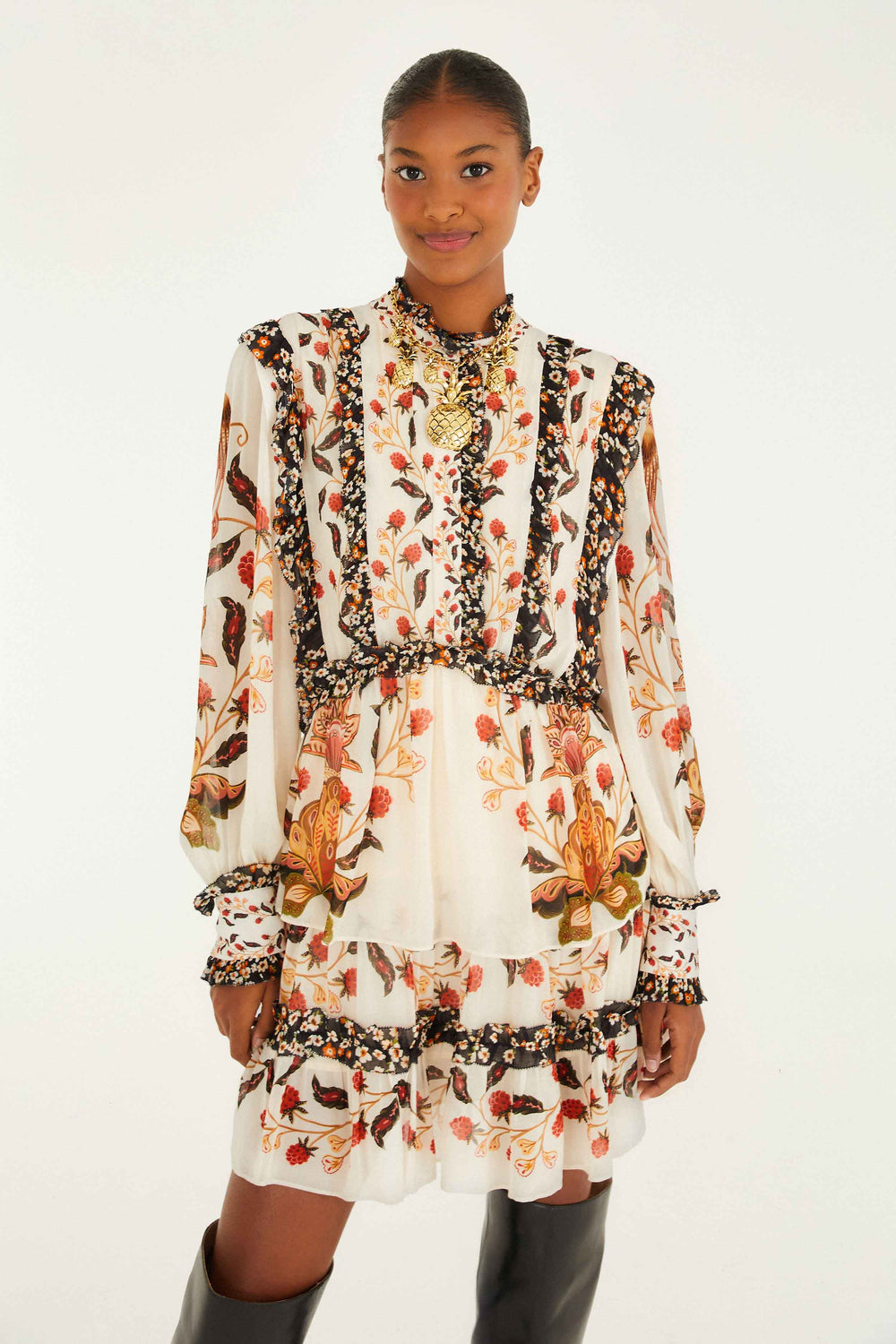 Cream Berry Garden Mini Dress