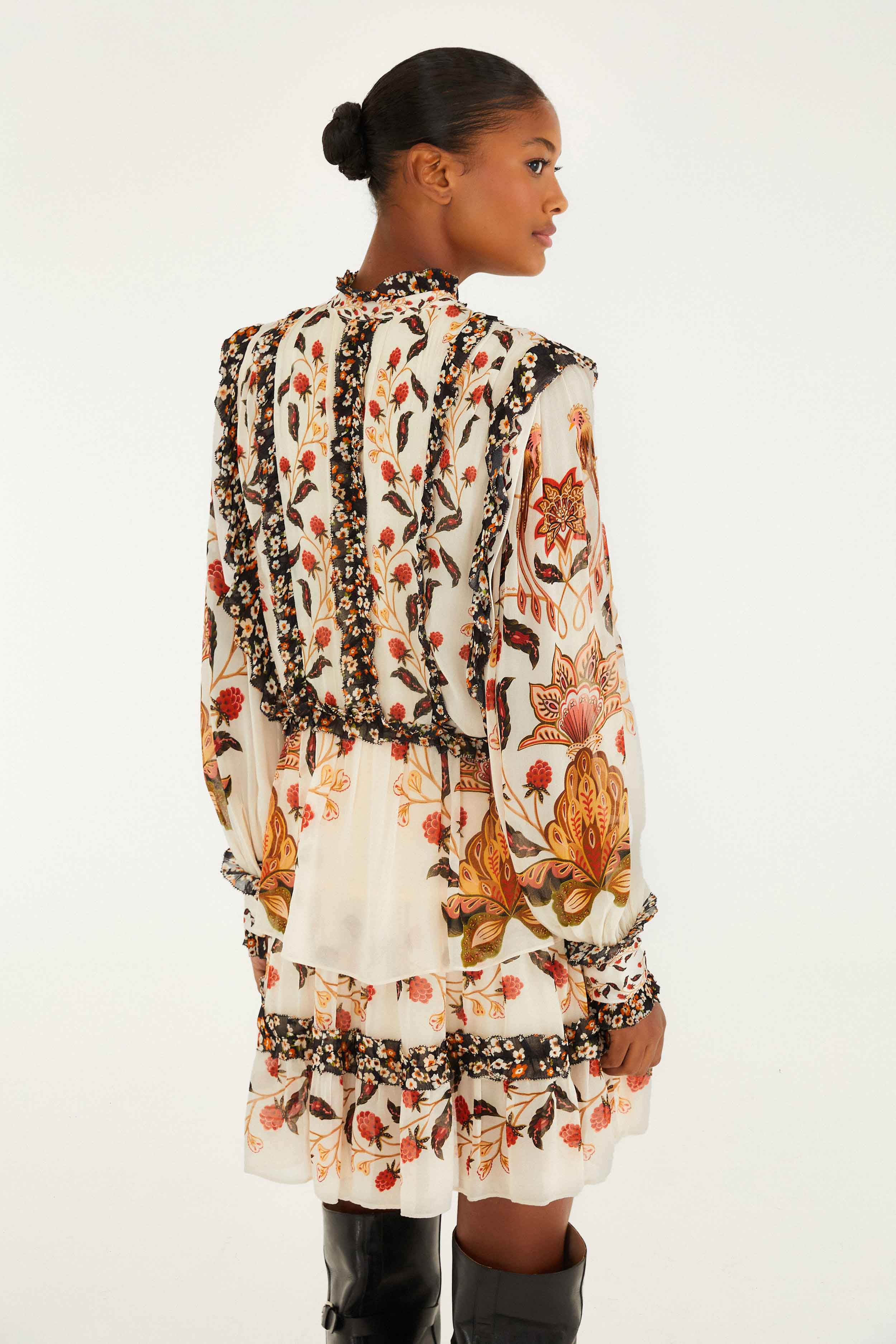 Cream Berry Garden Mini Dress