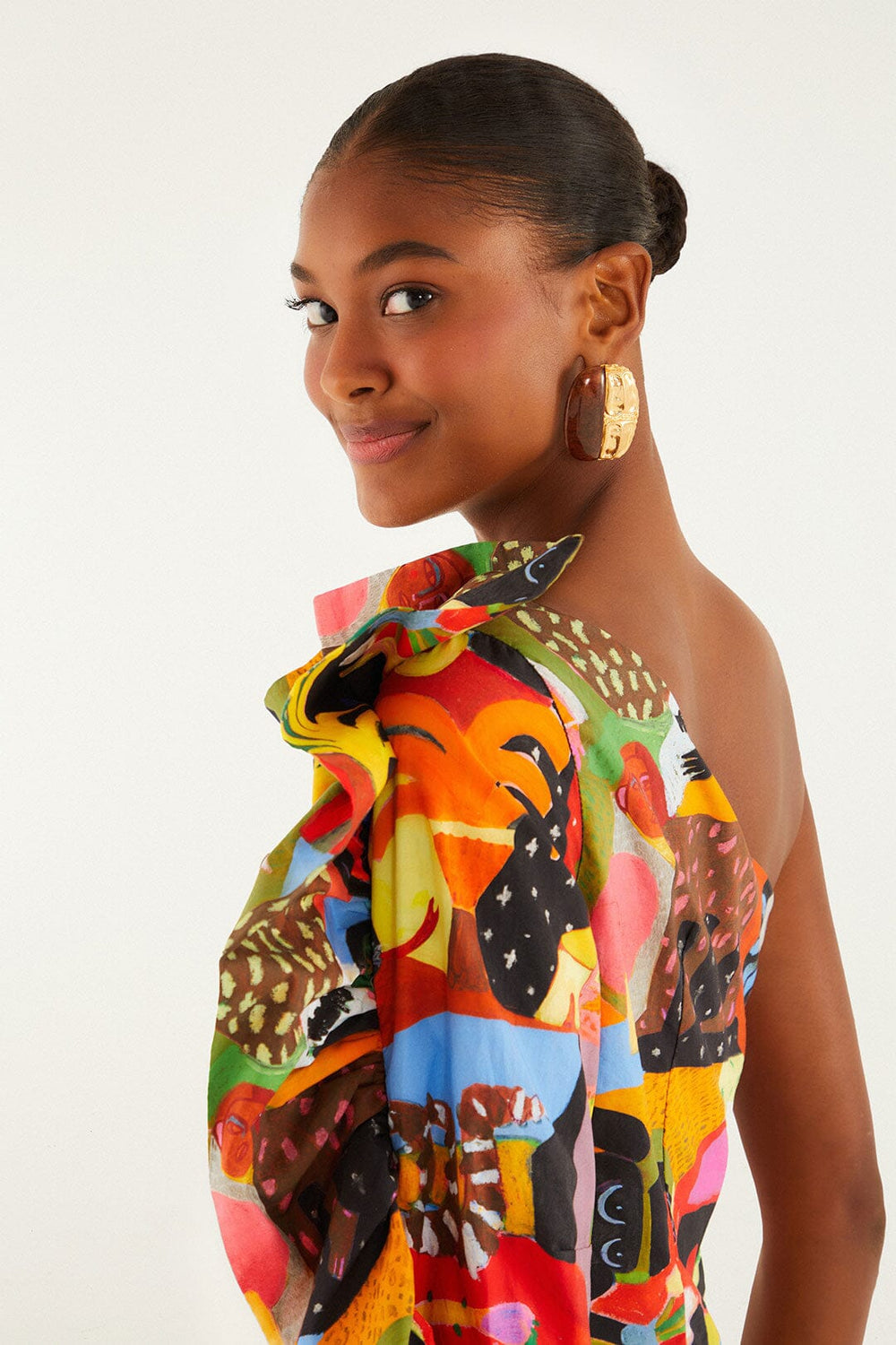 Ana Leovy Farm Rio Organic Cotton One Shoulder Mini Dress