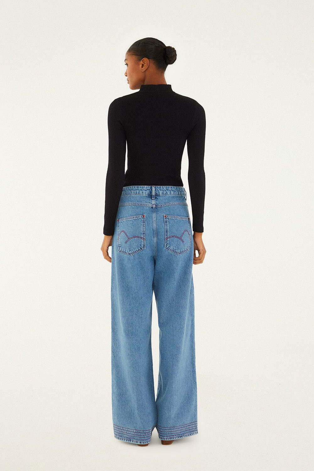 Denim Wide-Leg Pants