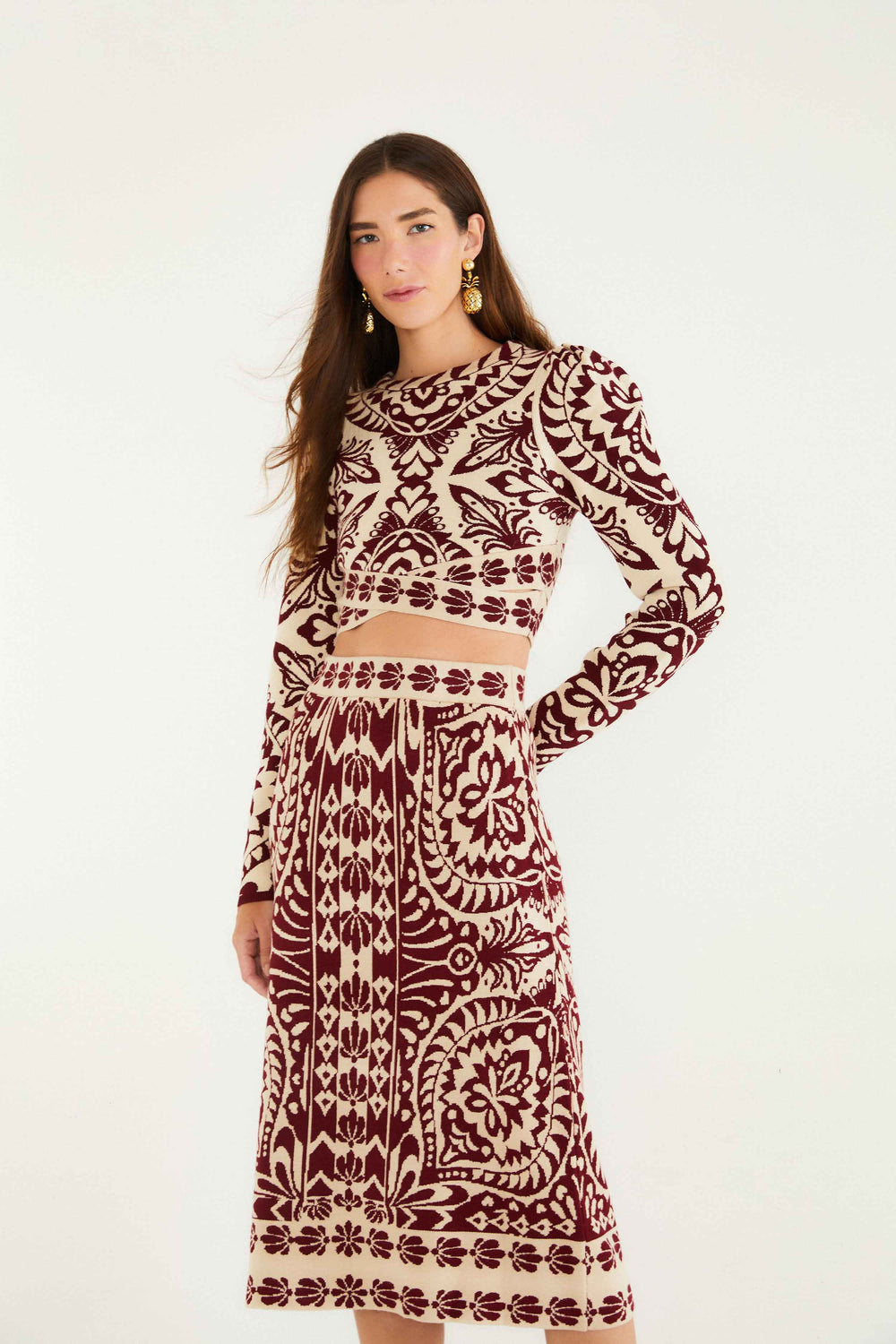 Pineapple Love Knit Midi Skirt