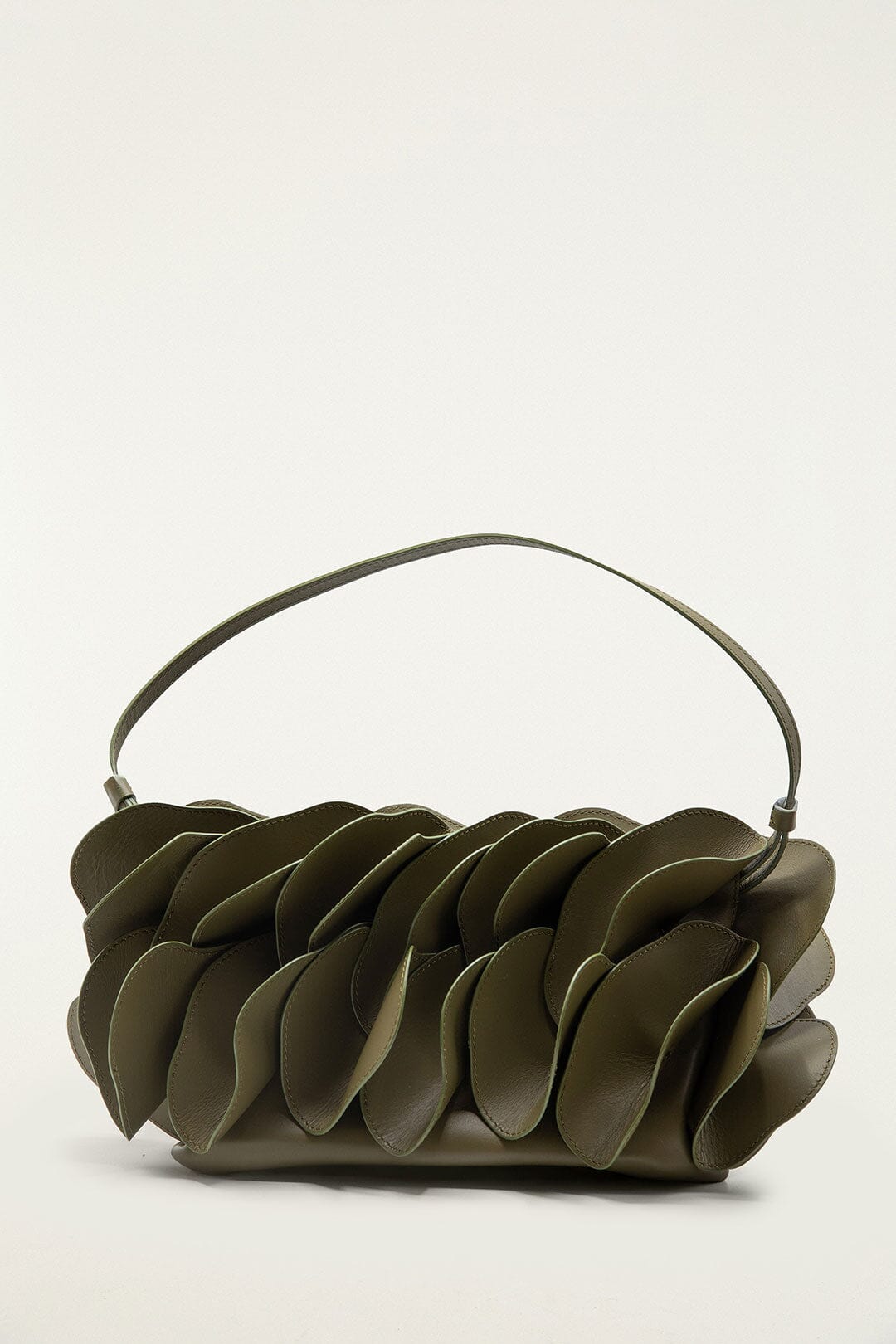 Green Leather Shoulder Flower Bag