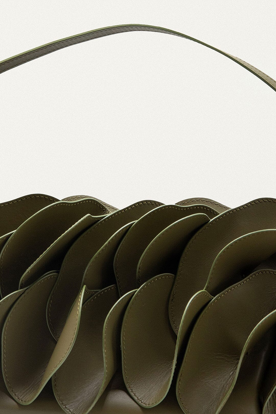 Green Leather Shoulder Flower Bag