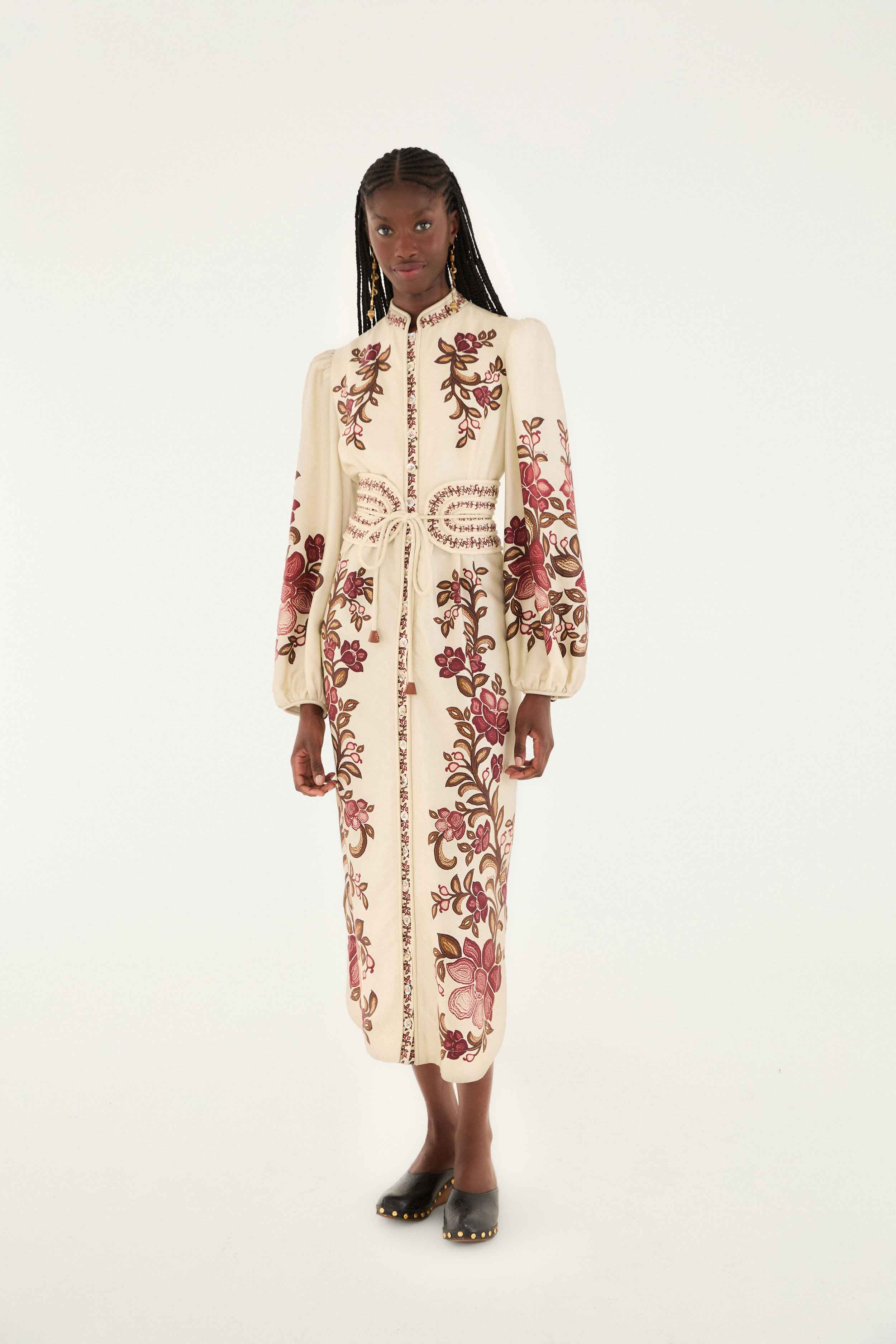 Sand Renata Floral Long Sleeve Midi Dress