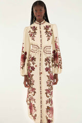 Sand Renata Floral Long Sleeve Midi Dress