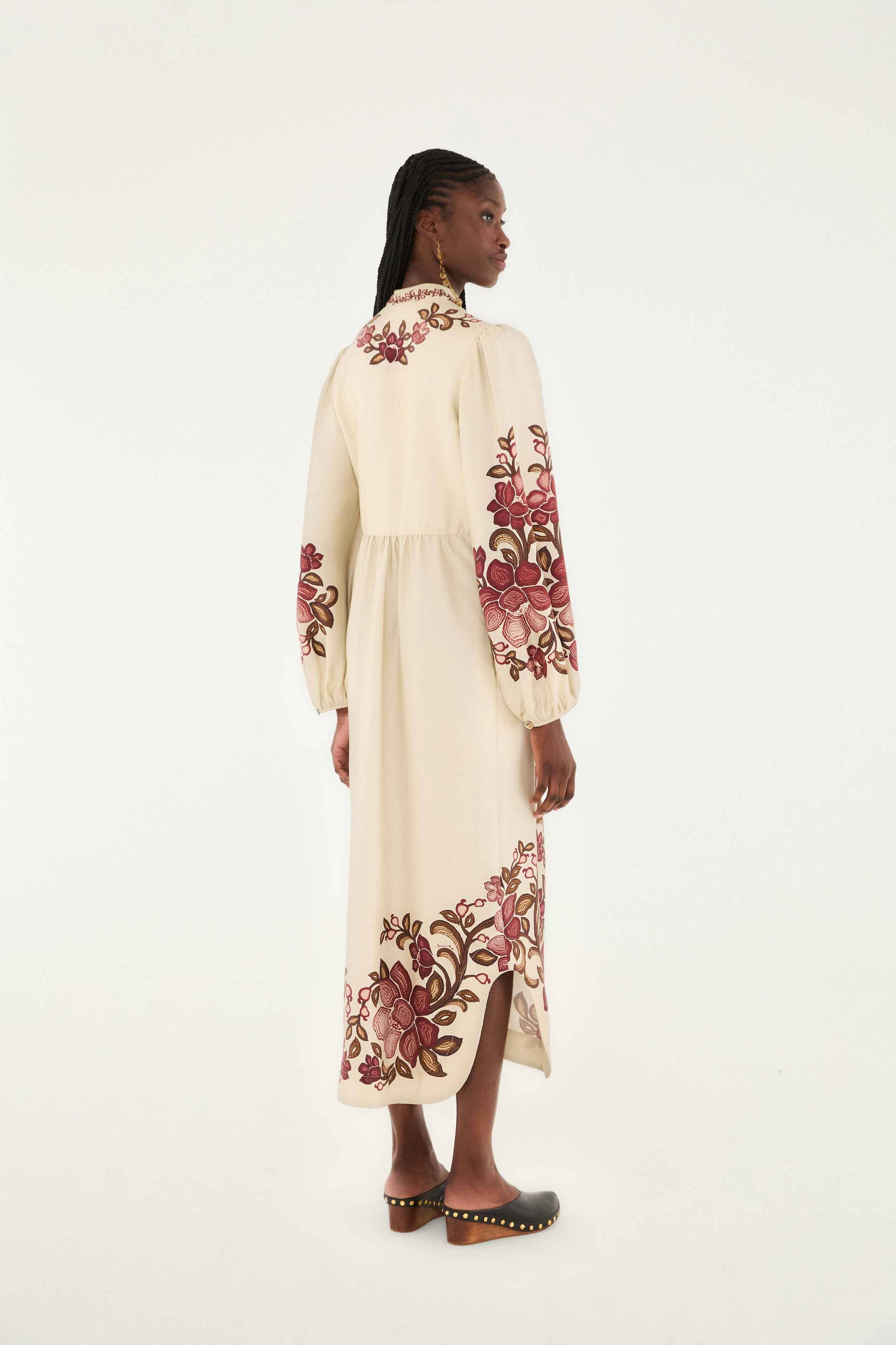 Sand Renata Floral Long Sleeve Midi Dress