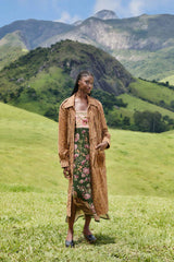 Green Flowering Garden Tree Sleveeless Midi Dress