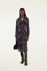 Black Arabesque Mix Scarves Midi Dress