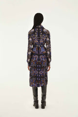 Black Arabesque Mix Scarves Midi Dress