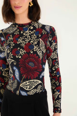 Black Valentina High Neck Long Sleeve Jersey Bodysuit