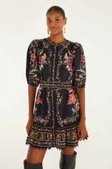 Black Belle Garden Lace Belted Mini Dress