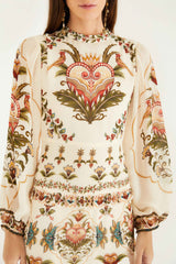 Cream Majestic Hearts Maxi Dress