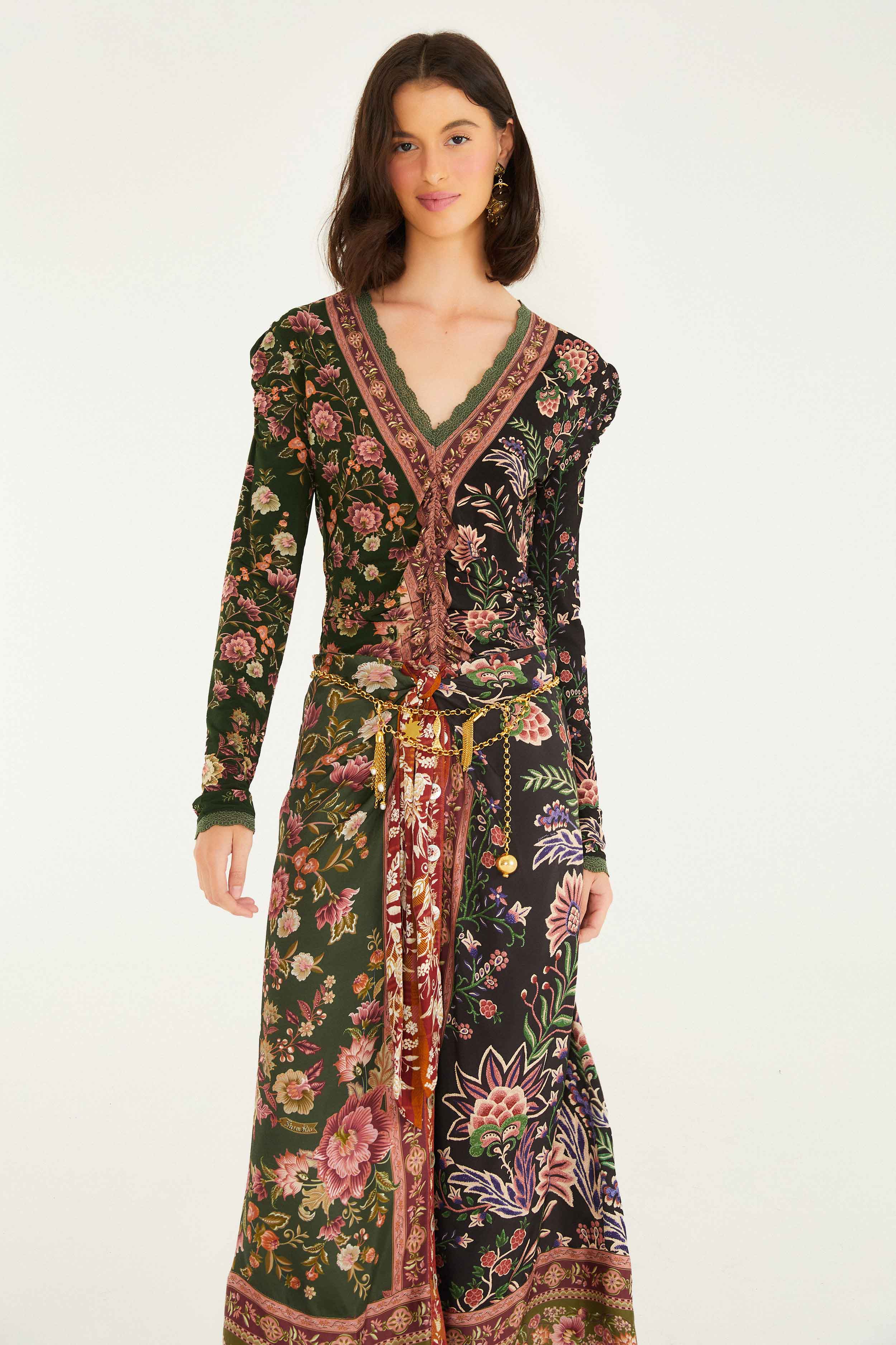 Mixed Winter Garden Lenzing™ Ecovero™ Viscose Midi Skirt