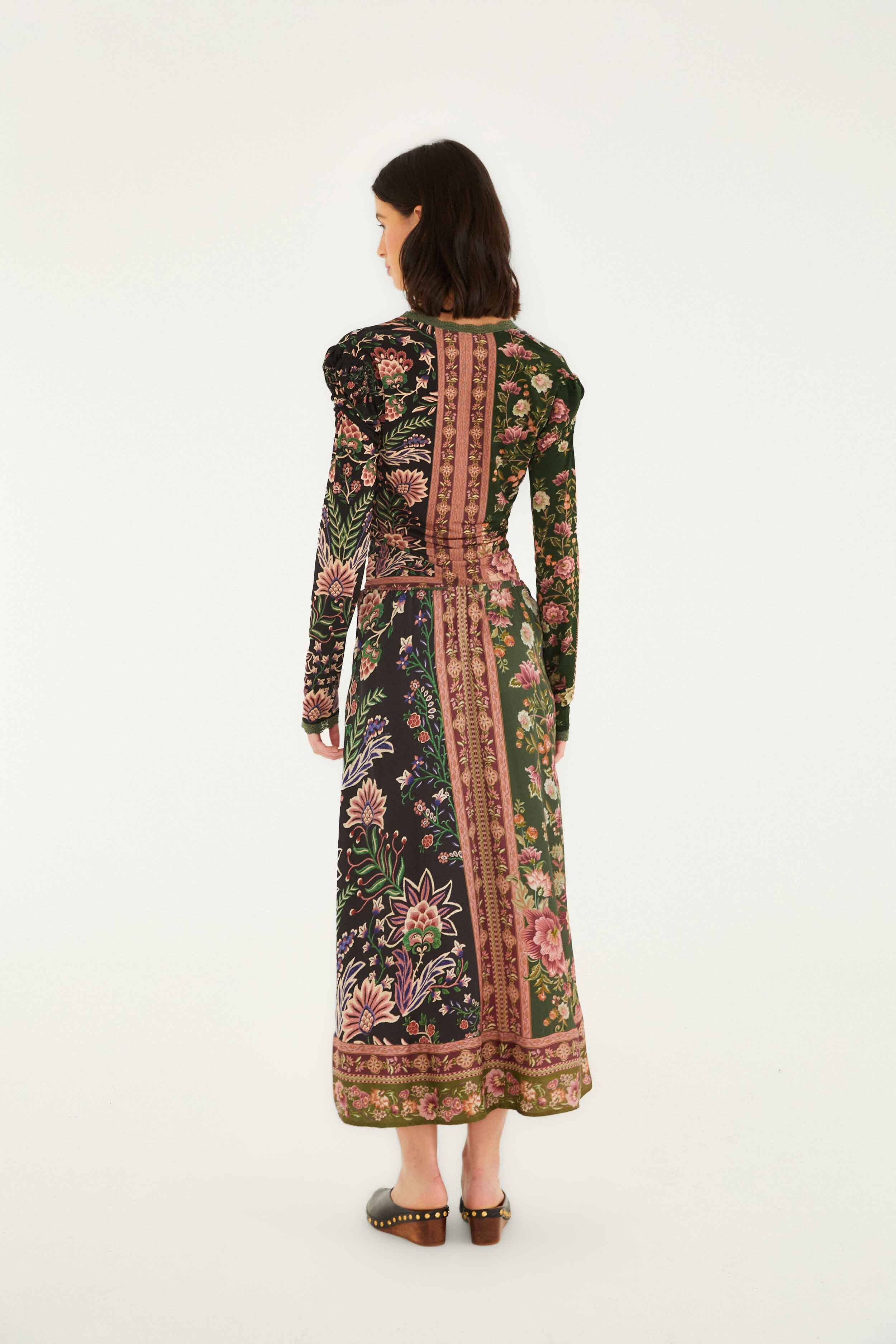 Mixed Winter Garden Lenzing™ Ecovero™ Viscose Midi Skirt