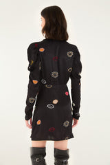 Black Beaded Kisses Lenzing™ Ecovero™ Viscose Wrap Mini Dress