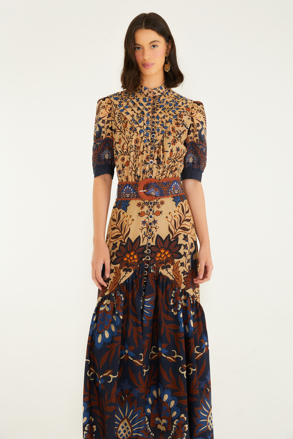 Cream Marvelous Garden Short Sleeve Midi Dress