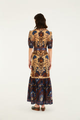 Cream Marvelous Garden Short Sleeve Midi Dress