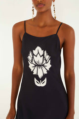 Black & White Floral Arabesque Slip Lenzing™ Ecovero™ Viscose Maxi Dress