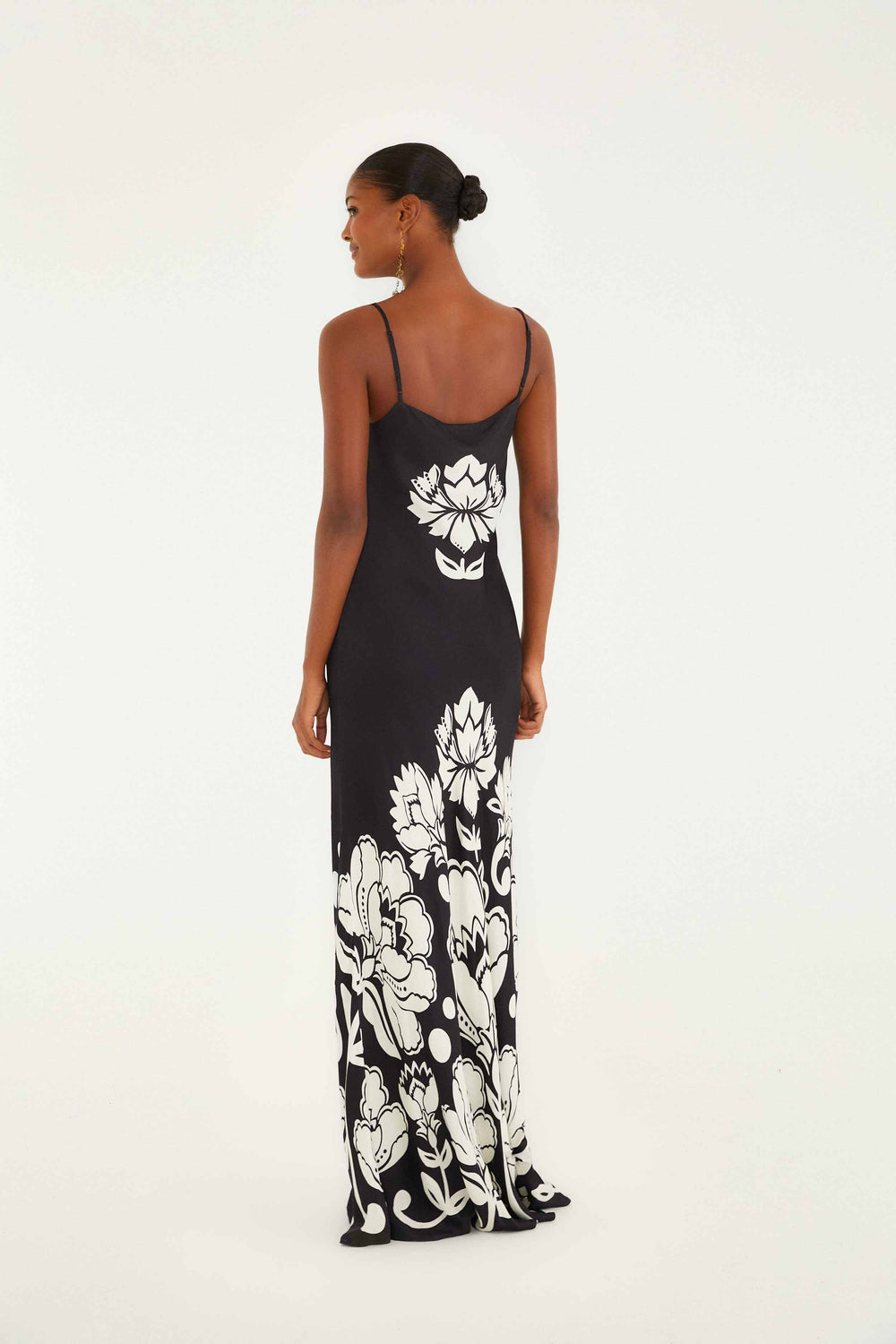 Black & White Floral Arabesque Slip Lenzing™ Ecovero™ Viscose Maxi Dress