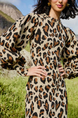 Leopard Print Knit Midi Dress